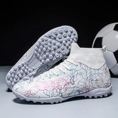 Men’s High-Top Soccer Shoes – Turf Training Anti-Slip Cleats
