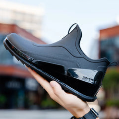 Men’s Waterproof Low-Top Rain Boots – Slip-On Anti-Slip Fishing & Kitchen Shoes