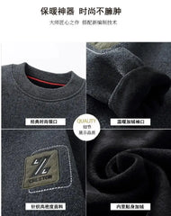 Men’s Fleece-Lined Knit Sweater – Warm Wool O-Neck Autumn/Winter Pullover
