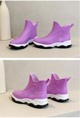 Women’s Waterproof Slip-On Ankle Rain Boots – PVC Anti-Slip Platform Shoes