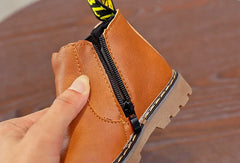 Kids Warm Plush Chelsea Boots – Autumn/Winter Fashion Ankle Boots with Zipper