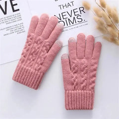 Winter Touchscreen Full-Finger Gloves – Warm Fleece Knit Gloves for Men & Women