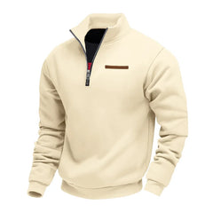 Men’s Heavy Fleece Half-Zip Stand Collar Sweater