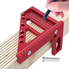 3D Multi-Angle Aluminum Measuring Ruler – 45°/90° Woodworking Square