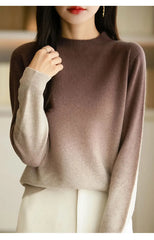Women’s Gradient Wool Mock Collar Sweater – Thick & Warm