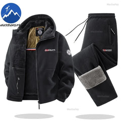 Maxbarley Men’s Winter Fleece Sportswear Set – Warm Retro Jacket & Pants Tracksuit
