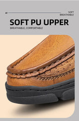 LETCOMFIT Men’s Slip-On Leather Loafers – Anti-Skid All-Season Shoes