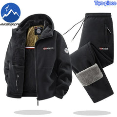 Maxbarley Men’s Winter Fleece Sportswear Set – Warm Retro Jacket & Pants Tracksuit
