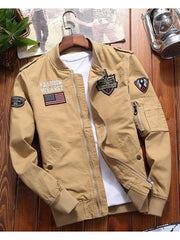 Men’s Outdoor Vintage Cargo Jacket – Embroidered Cotton Windbreaker 2024