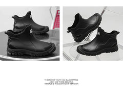 Men’s Waterproof Warm Rubber Rain Boots – Anti-Slip Fishing & Work Shoes