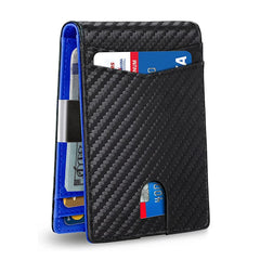 Men’s Slim RFID Leather Wallet – Carbon Fiber Card Holder