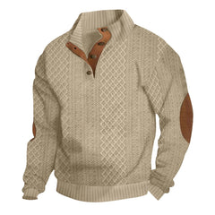 2024 Men’s Jacquard Knit Stand-Collar Sweater – Button-Down Casual European Style