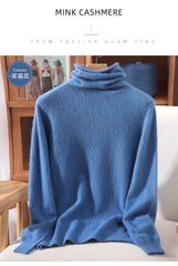 Women’s Mink Cashmere Pullover Sweater – High Collar