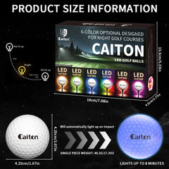 Caiton Night Glow Golf Balls – 6-Pack High-Visibility