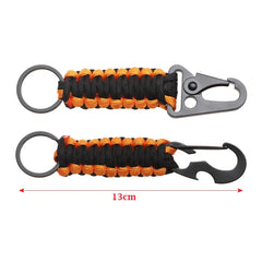 Outdoor Paracord Keychain Carabiner – Survival Kit with Bottle Opener & Rope Tools