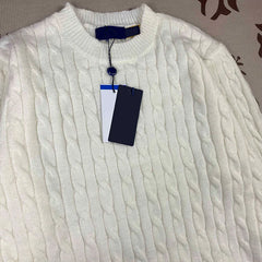 Women’s Autumn Knitted Sweater – Oversized Round Neck Pullover with Embroidered Logo