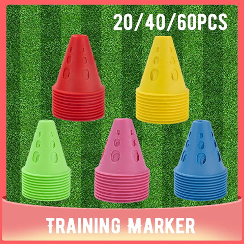 20/40/60PCS Colorful Windproof Training Marker Cones – Soccer, Skating & Multi-Sport Equipment