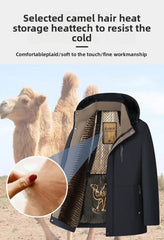 Luxury Camel Fleece Men’s Parka – Heavy Plush Winter Windbreaker