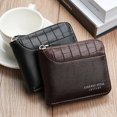 Luxury Men’s Leather RFID Wallet with Zipper & Coin Pocket