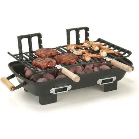 Marsh Allen 30052 Cast Iron Hibachi Grill – 10x18" Charcoal BBQ Grill