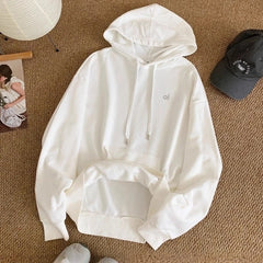 AL Autumn 2025 Loose Fit Hoodie – Solid Color Velvet-Lined Casual Unisex