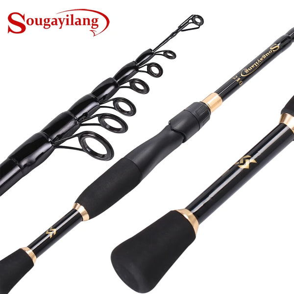 Sougayilang Ultralight Telescopic Spinning Fishing Rod – Carbon Fiber 1.8–2.4m Portable Fishing Tackle