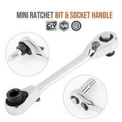 Mini Double-Ended Ratchet Wrench – 1/4" 72-Tooth Quick Socket Tool