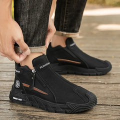 Men’s Casual Labor & Outdoor Climbing Shoes – Zipper, Non-Slip, Wear-Resistant Sneakers