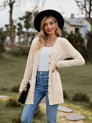 Women’s V-Neck Ribbed Button Cardigan Jacket