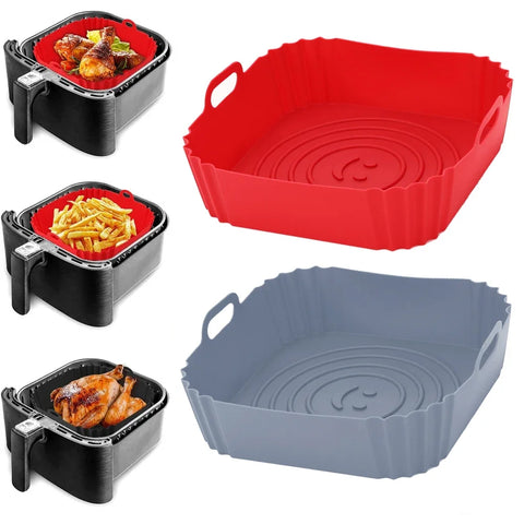 Reusable Silicone Air Fryer Pan Liner – Non-Stick Baking Tray for Pizza, Chicken & Oven Cooking