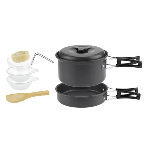 Lightweight Camping Cookware Set – Portable Pot & Pan Kit for 1–7 People