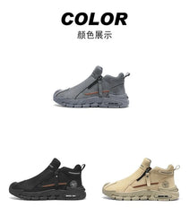 Men’s Casual Labor & Outdoor Climbing Shoes – Zipper, Non-Slip, Wear-Resistant Sneakers