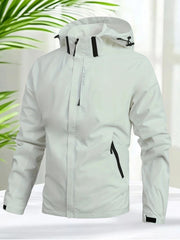 Men’s Waterproof Softshell Windbreaker – Lightweight Jacket with Removable Hood