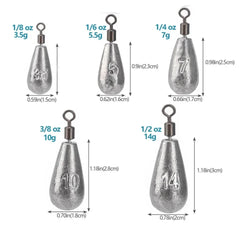10PCS Fishing Weights Sinker Set – Water Drop Tackle Accessories 3.5g–20g