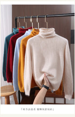 Women’s Mink Cashmere Pullover Sweater – High Collar