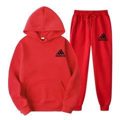 2025 Winter Hoodie Sets Men Fashion Fleece Red Hoodies Black Brand Pants Casual Jogger Suit Tracksuit Sweatshirt Woman Pullover