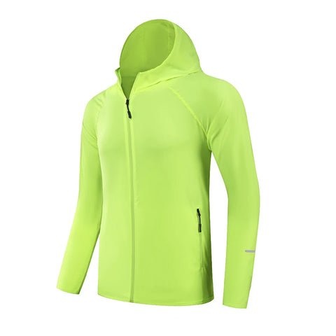 Reflective Quick-Dry Hooded Running Jacket – Lightweight Sun Protection Coat