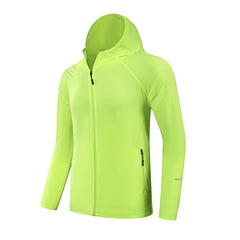 Reflective Quick-Dry Hooded Running Jacket – Lightweight Sun Protection Coat