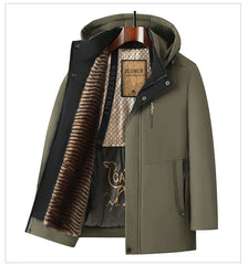 Luxury Camel Fleece Men’s Parka – Heavy Plush Winter Windbreaker