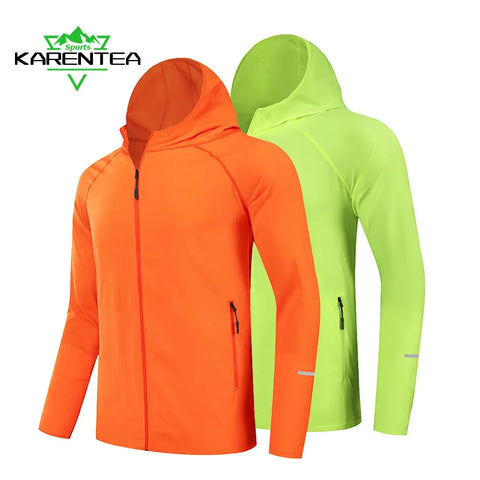 Reflective Quick-Dry Hooded Running Jacket – Lightweight Sun Protection Coat