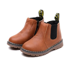Kids Warm Plush Chelsea Boots – Autumn/Winter Fashion Ankle Boots with Zipper
