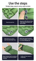 Ultralight Folding Camping Sleeping Pad with Pillow – Inflatable Air Mat for Outdoor Travel, Beach & Hiking