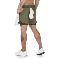 Men’s 2-in-1 Double-Layer Fitness Shorts