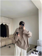 100% Pure Cashmere High-Neck Sweater – Women’s Loose Fit