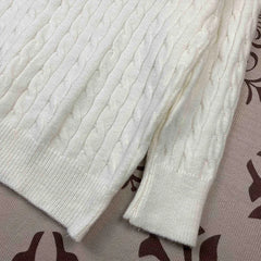 Women’s Autumn Knitted Sweater – Oversized Round Neck Pullover with Embroidered Logo