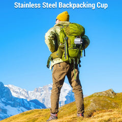 Stainless Steel Camping Mug – 250ml/500ml Cup with Carabiner Handle