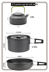 Lightweight Camping Cookware Set – Portable Pot & Pan Kit for 1–7 People