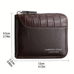 Luxury Men’s Leather RFID Wallet with Zipper & Coin Pocket