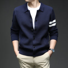 Men’s Knitted Cardigan Sweater – Fashionable Autumn/Winter Collar Jacket