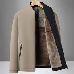 Men’s Thick Fleece-Lined Winter Jacket – Warm Cotton Padded Stand Collar Coat